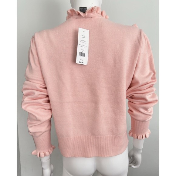 French Connection Pink Ultramarine Ruffle Trim Sweater Size Medium NEW $98 - Picture 3 of 10